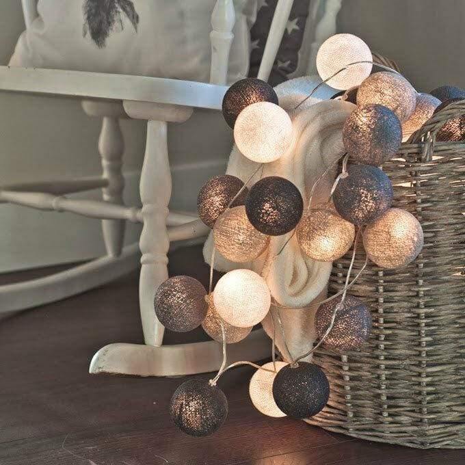 6M Christmas String Fairy Lights Handmade LED Cotton Ball Home Party Light 40pcs - EasyChic Home