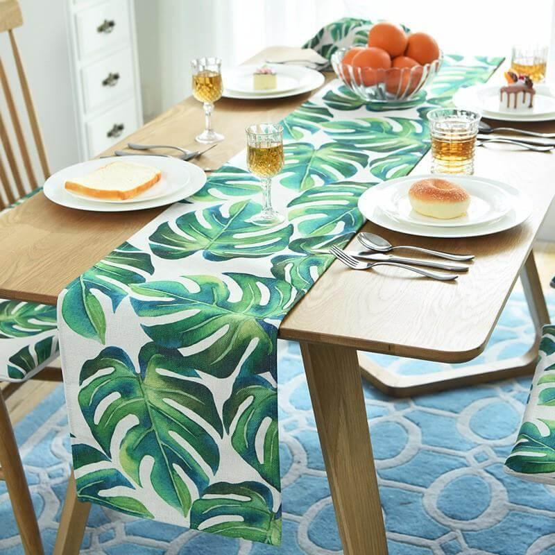 Monstera Leaf Table Runner, Placemat & Cushion Cover - EasyChic Home