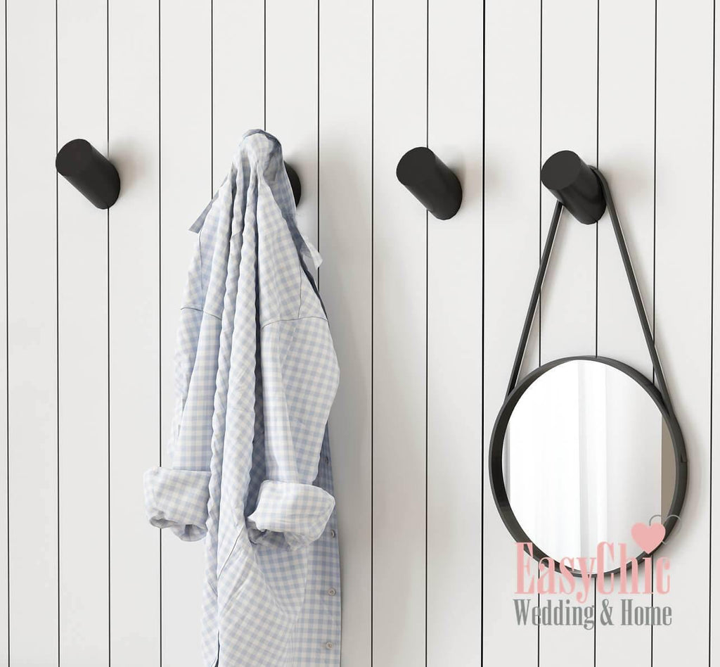 Solid Oak Wooden Wall Hook Peg Hat Coat Hanger Hallway Home Storage Black - EasyChic Home